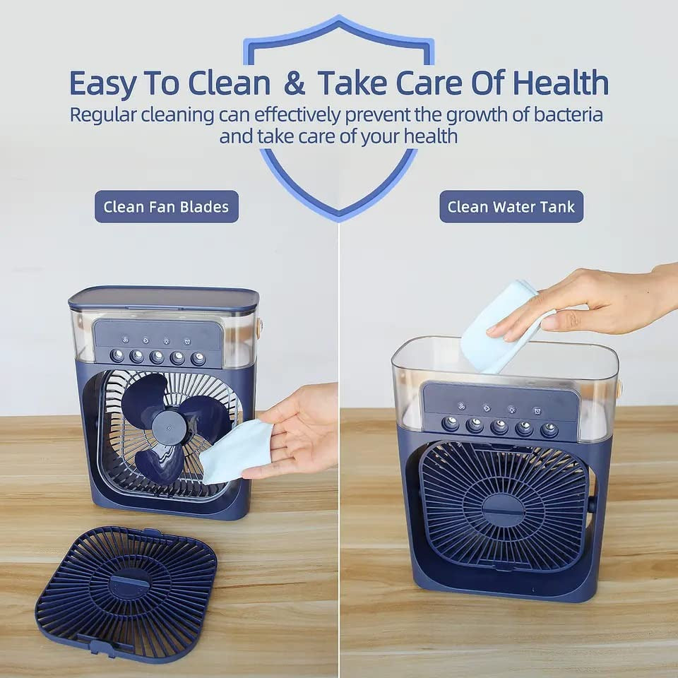 3-in-1 Portable Mini Air Cooler Fan with Humidifier & LED Light