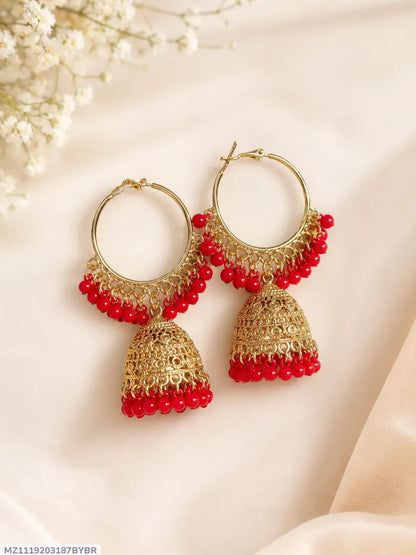 Golden Jhumka Earrings for Women 2 Pcs