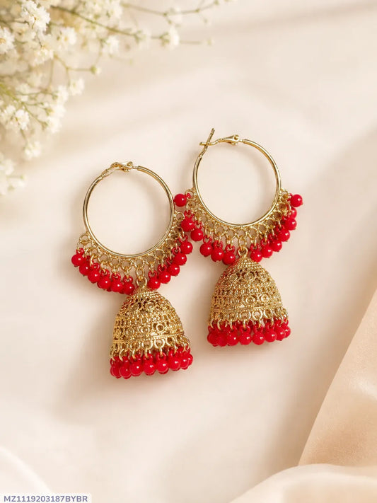 Golden Jhumka Earrings for Women 2 Pcs