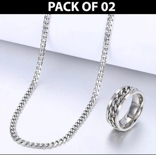 Silver Necklace Set 18" Lightweight Elegant Daily Wear