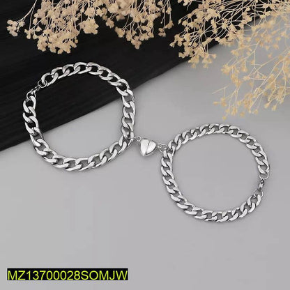 Magnetic Couple Jewelry Set Silver Plated Heart Design