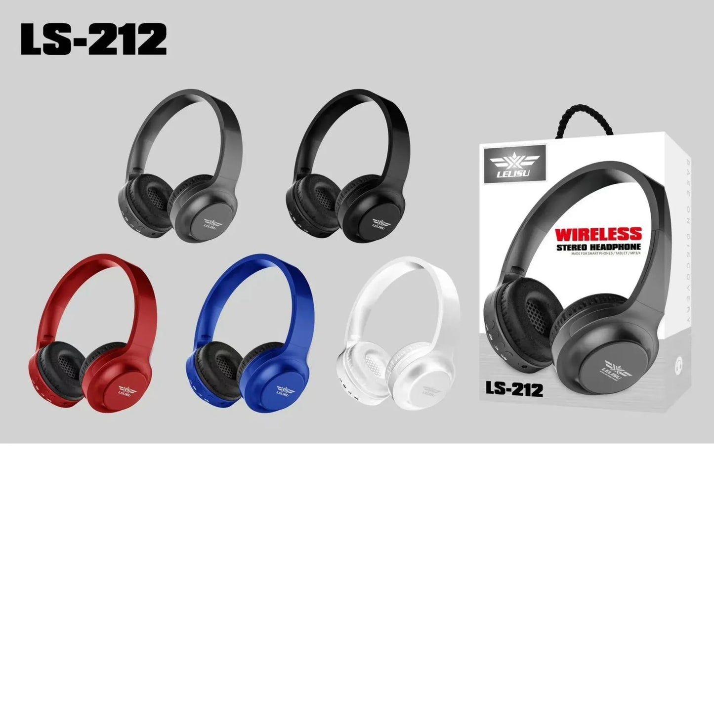 Lelisu LS-257 Wireless Stereo Headphones | Bluetooth 5.4 Over-Ear Headset with Type-C Charging & LED Lights