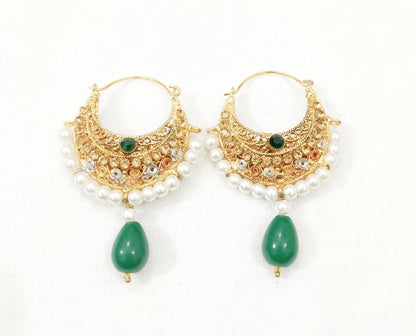 Gold Tassels Earrings with Turquoise Stones for Women