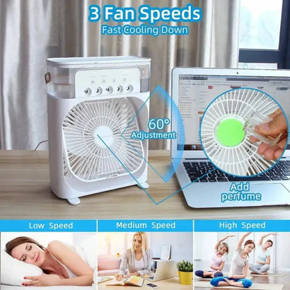 3-in-1 Portable Mini Air Cooler Fan with Humidifier & LED Light