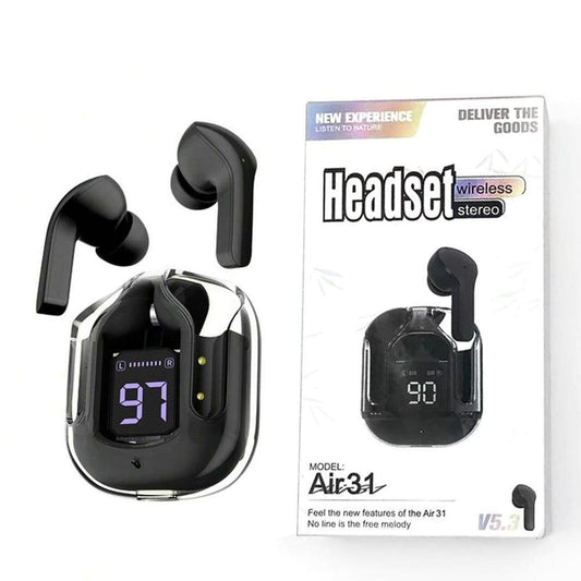 Black Smart Touch Earbuds Bluetooth 5.3 with Voice Assistant