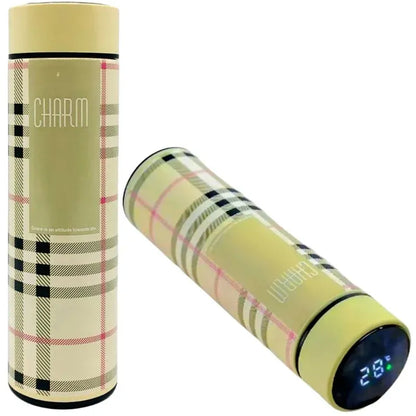 Products LED Temperature Display Water Bottle | Checkered Design | Smart Stainless Steel Vacuum 500ml Flask | Random Color